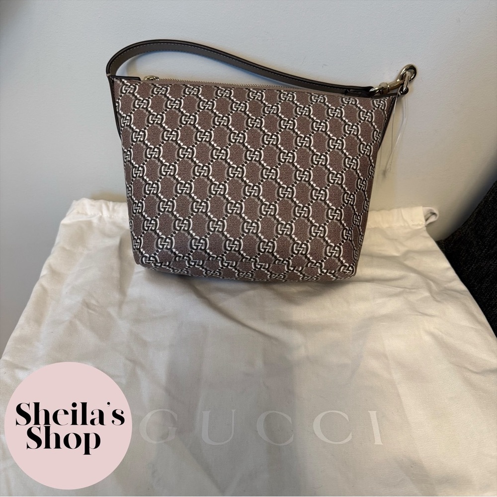 NWT Gucci GG Shadow Monogram Super Mini Ophidia Shoulder Bag in Rock Grey - Picture 3 of 10